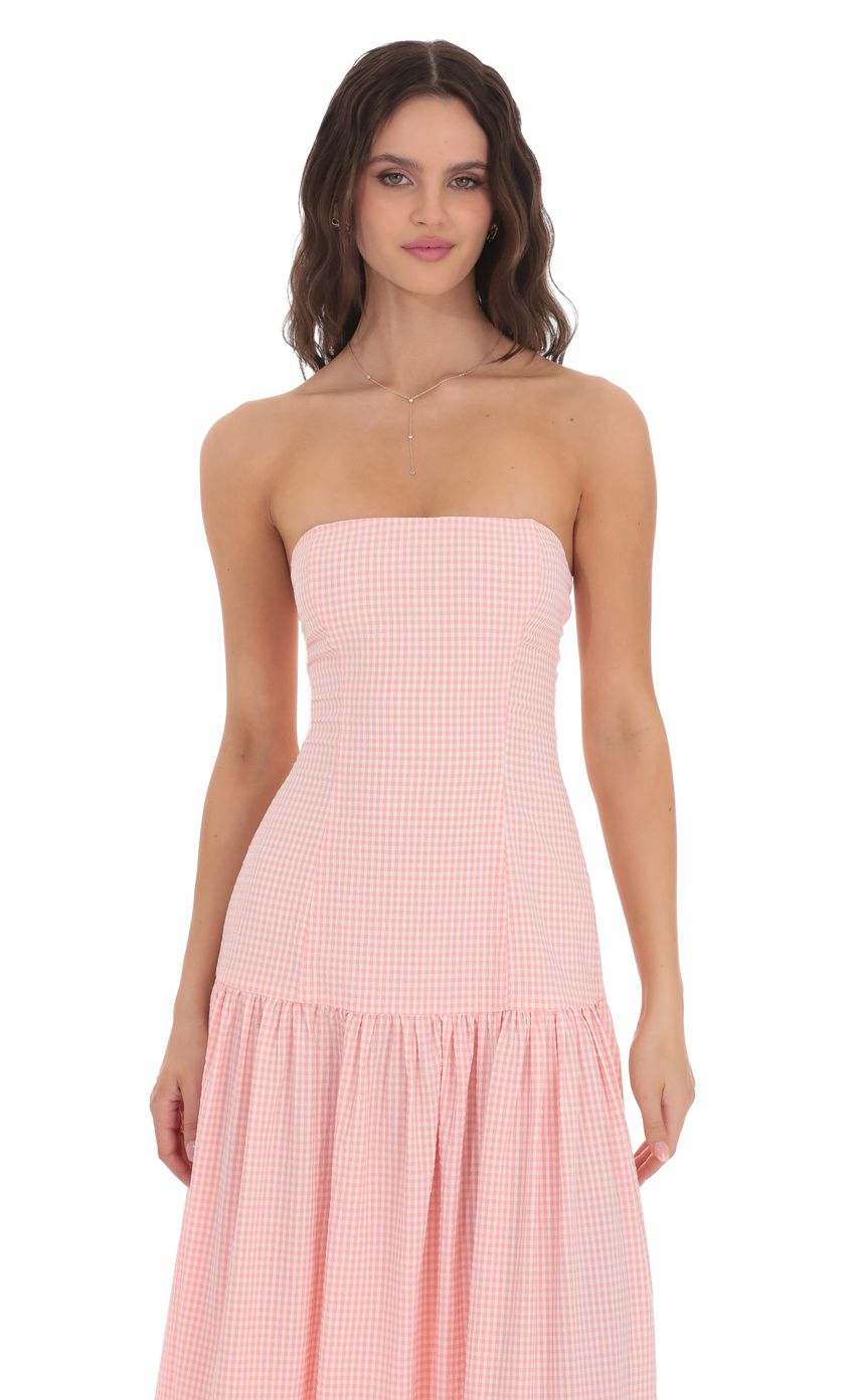 Gingham Strapless Waist Maxi Dress