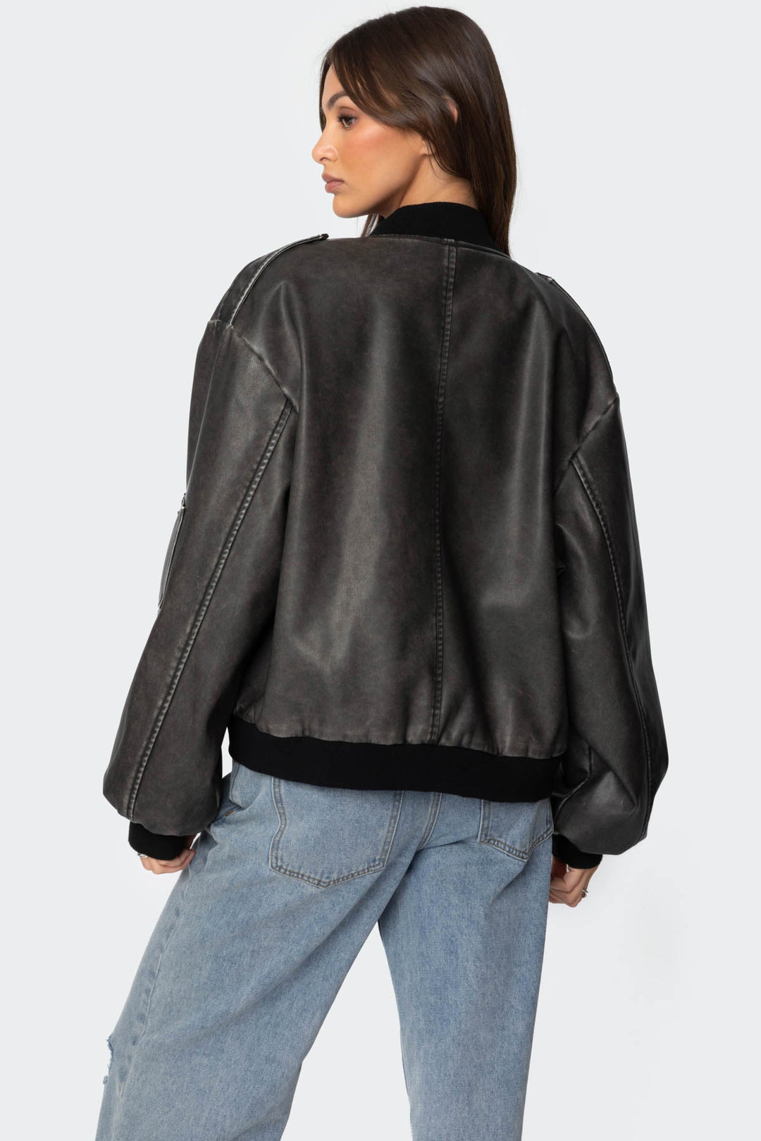 Veste en cuir lavé