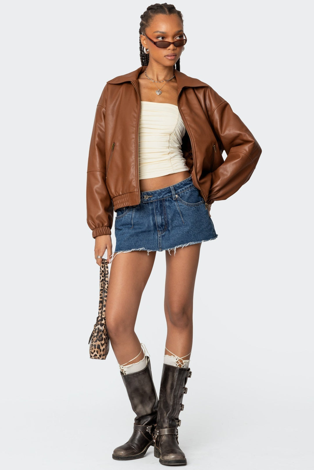 Veste bomber en cuir