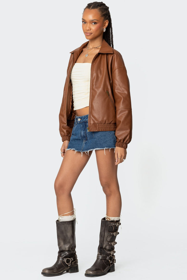 Veste bomber en cuir
