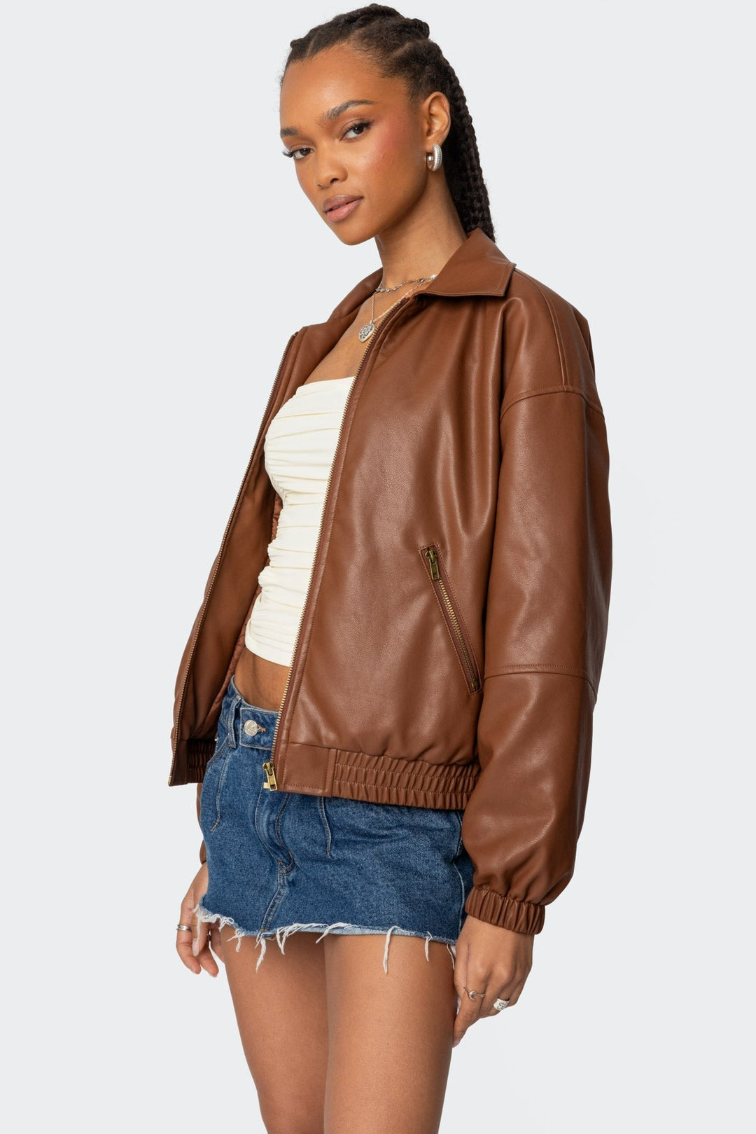 Veste bomber en cuir