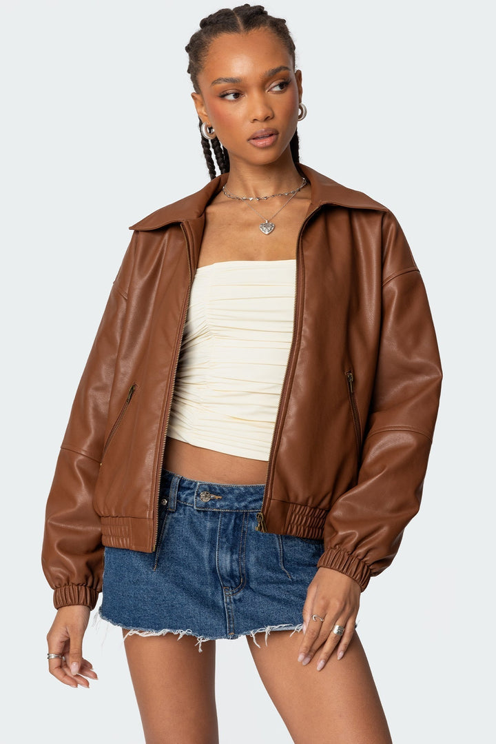 Veste bomber en cuir