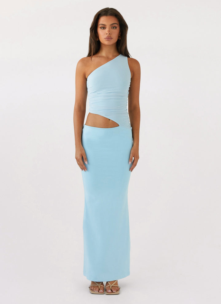Leniora One Shoulder Maxi Dress Baby Blue