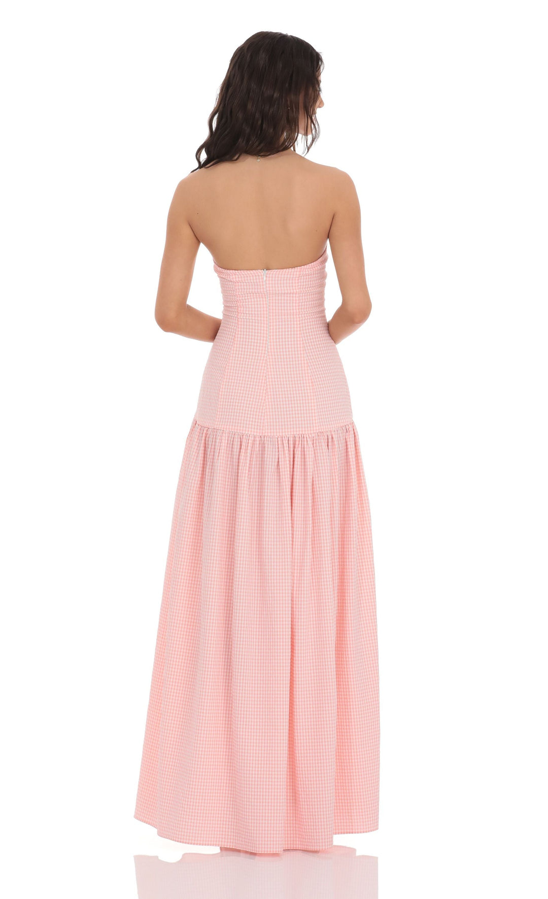 Gingham Strapless Waist Maxi Dress